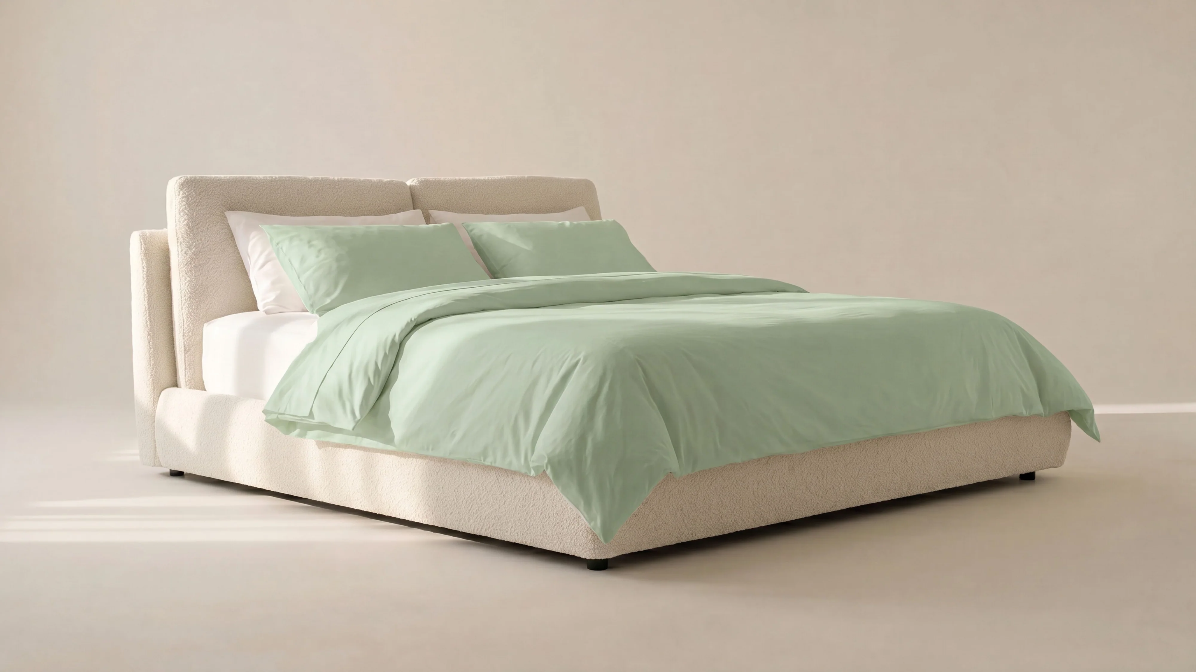 Cloud Bed, Queen, Cream Boucle