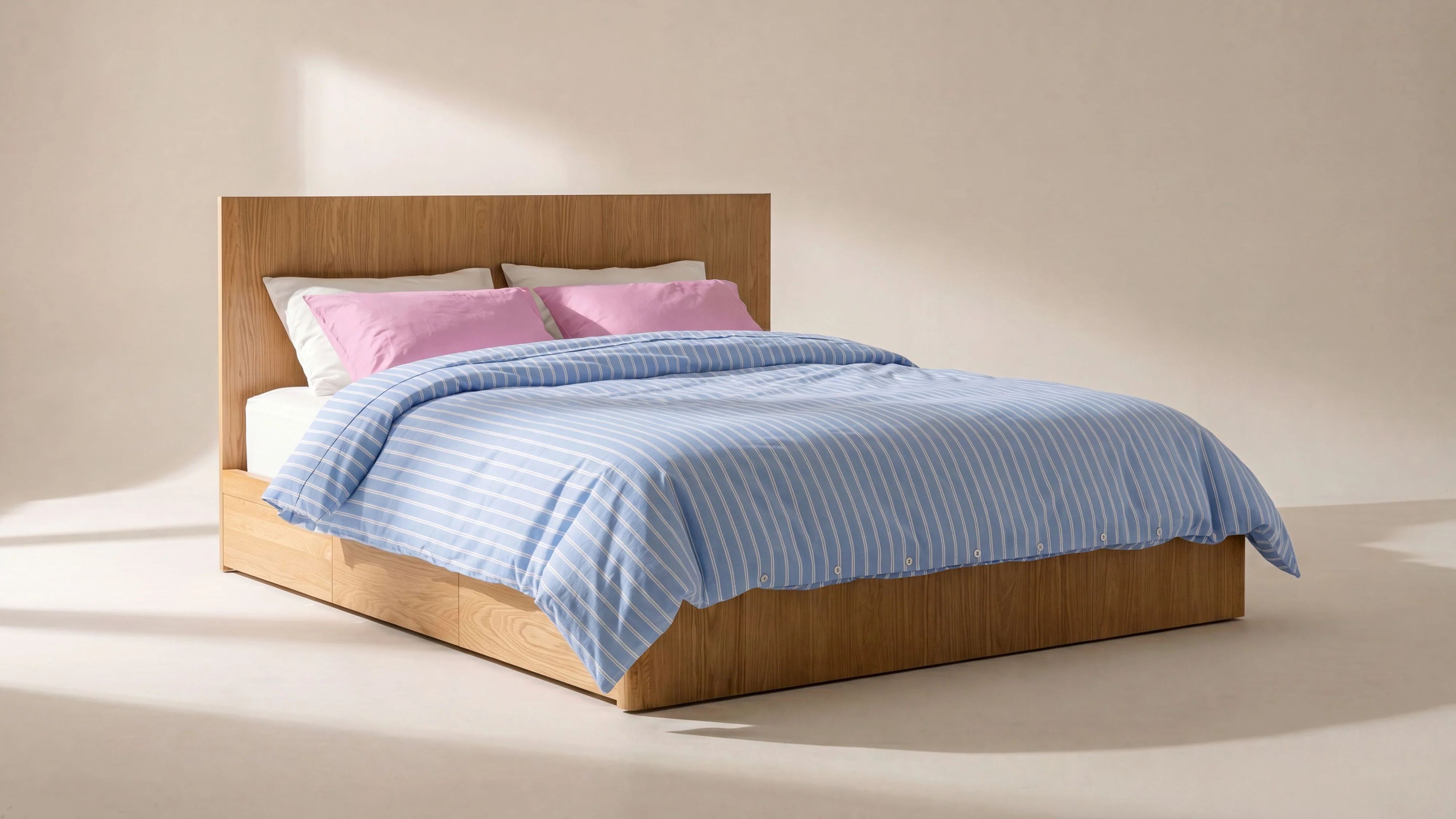 Form Storage Bed, Queen, White Oak