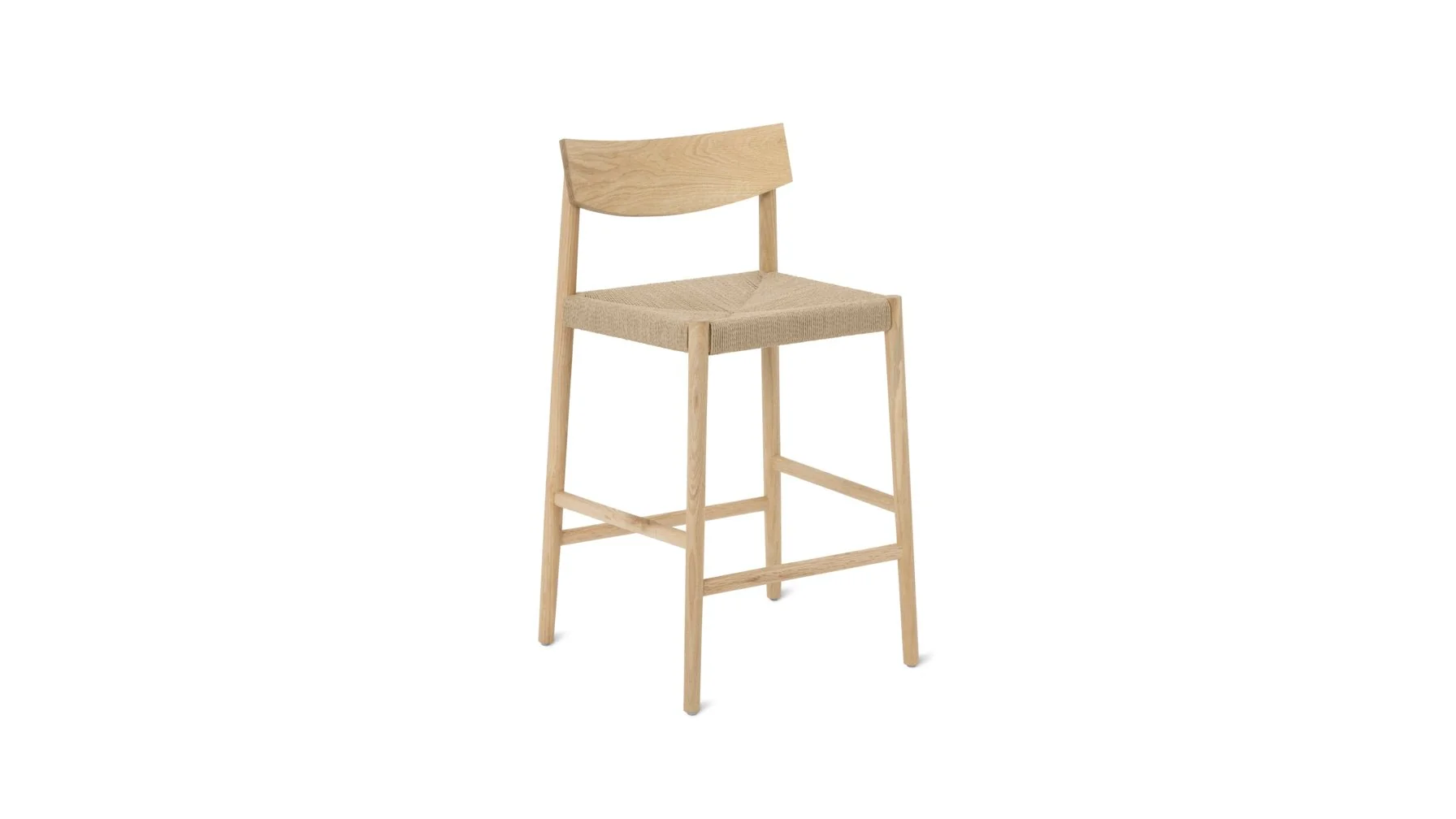 Dinner Guest Counter Stool, White Oak/ Natural Papercord Seat